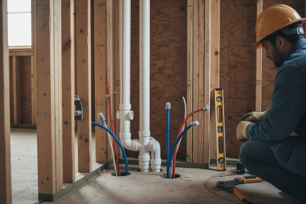 Drain and supply rough-in during Sump Pump Repair in Carr
