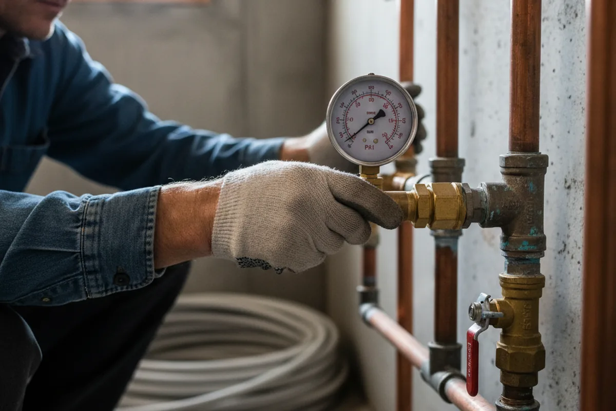 Pressure testing a repaired line during Water Line Repair in Carr